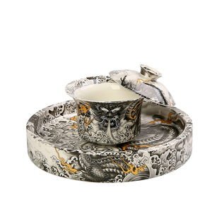 墨龙旋转悬停盖碗高档家用陶瓷泡茶碗敬茶碗茶杯送人礼品功夫茶具