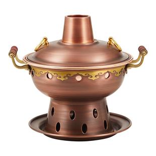 单人紫铜火锅紫铜一人食小火锅环保油分餐锅酒精炉家用铜锅商用