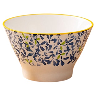 家用陶瓷釉下彩吃饭碗四季繁花5英寸斗笠碗日式耐高温米饭碗餐具