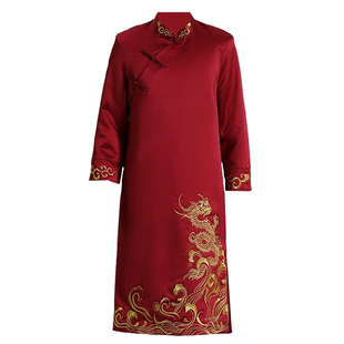 中式伴郎服2025新款冬季兄弟装结婚礼服男搞笑中国风汉服唐装旗袍