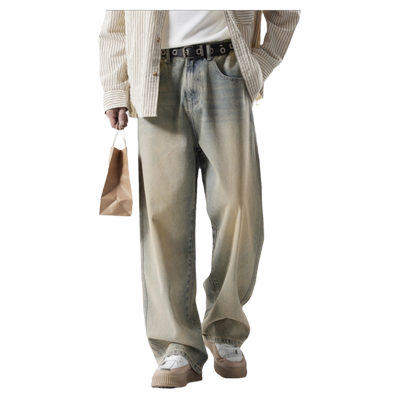 HomePanda宽松直筒牛仔裤男裤