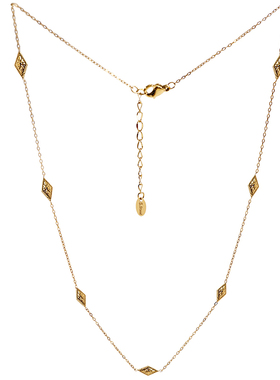 时尚个性菱形几何钛钢项链保色