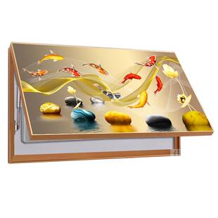 电表箱装饰画2024新品大尺寸免打孔配电箱遮挡液压杆高档晶瓷挂画