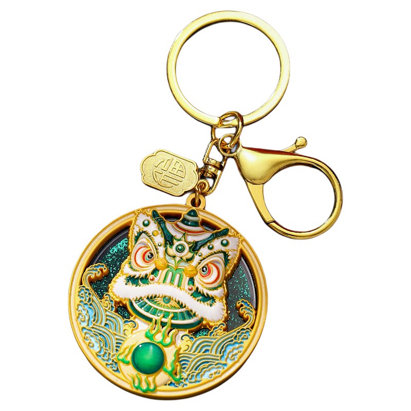 新款醒狮流沙金属钥匙扣