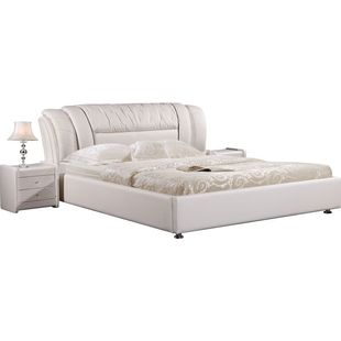 皮床真皮床 简约现代大气双人床主卧婚床1.8米皮艺床软床储物家具