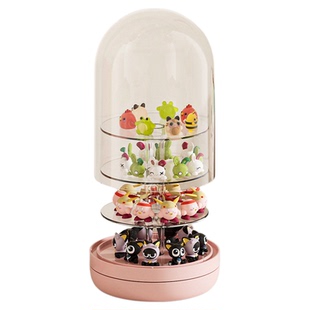 多巴胺旋转萌粒展示架透明亚克力盲盒手办小摆件收纳盒多层大容量