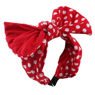 新年红色波点点韩版复古撞色大蝴蝶结蓬松发箍韩国简约发卡宽森女