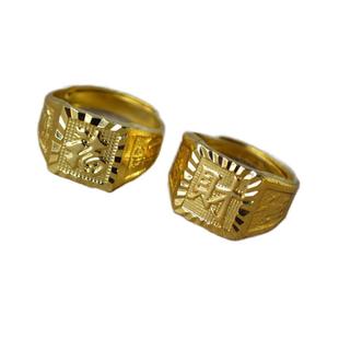 镀金戒指男女24k仿真黄金戒指久不掉侣对戒指环饰品礼物