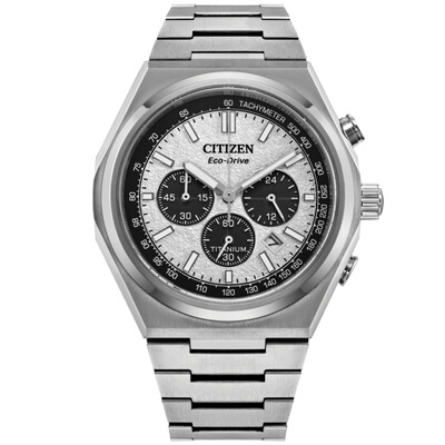 日本CITIZEN/西铁城皇家橡树光动能三眼舒博钛合金商务男表CA4610