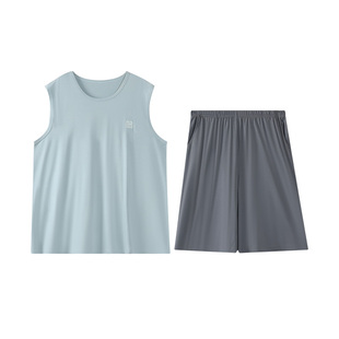 【凉感】莫代尔睡衣男士夏季背心无袖薄款夏天冰丝男款家居服套装