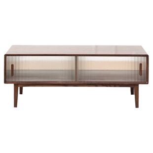 全实木茶几北欧风纯橡木茶台原木玻璃移门简约小户型茶桌组合原木