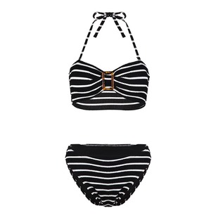比基尼泳衣女2025新款三件套高级感欧美条纹性感小胸海边度假温泉