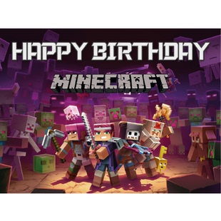 我的世界生日装饰男孩派对餐垫布置主题帽氛围minecraft餐具气球