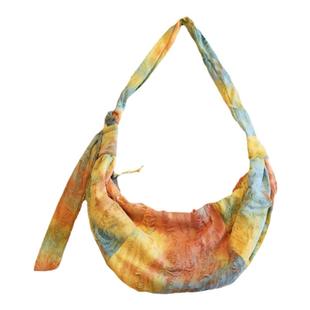 仟佰格原创韩系彩色布包新款大容量慵懒风可颂牛角包女斜挎饺子包