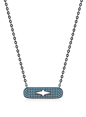 摩典S925纯银合成绿松石黑枪项链