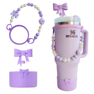 适用stanley杯套防滑保护套蝴蝶结吸管帽7.5CM冰霸杯提绳水杯挂绳