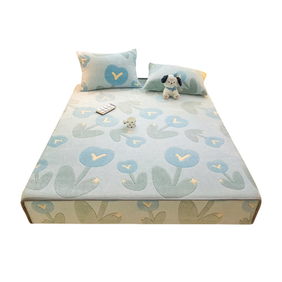 A类雪花牛奶绒加厚床笠速暖