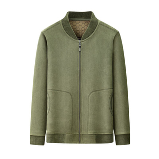 摇粒绒卫衣男款秋冬季加绒加厚棒球领夹克外套男装双面手抓绒开衫