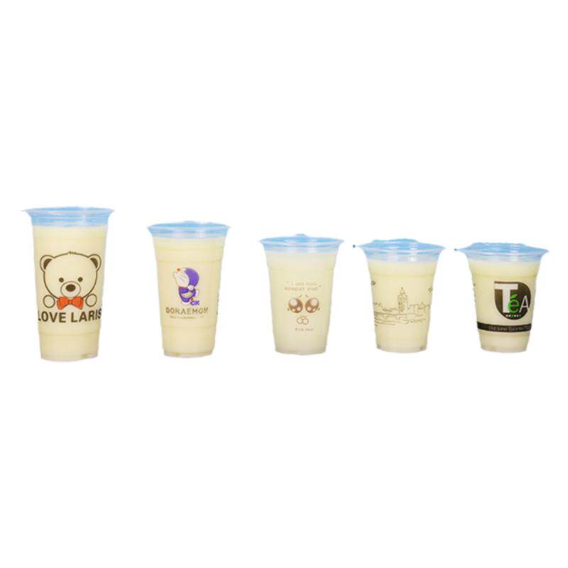 口径一次性塑料500ml带盖奶茶杯