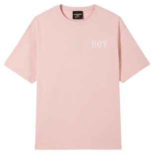 BOYLONDON时尚潮牌珍珠朋克针织纯棉短袖春夏情侣款圆领T恤N01077