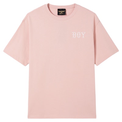 BOYLONDON时尚潮牌珍珠朋克针织纯棉短袖春夏情侣款圆领T恤N01077