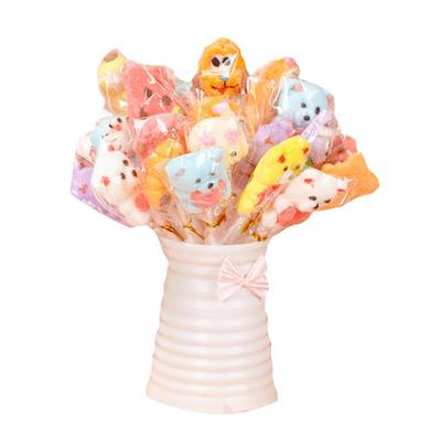 网红爆款奖励学生儿童造型棉花糖棒棒糖长杆软卡通糖果可爱礼物