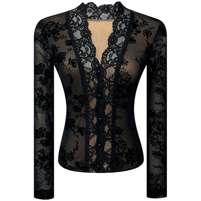 冬季气质加绒加厚V领长袖内搭