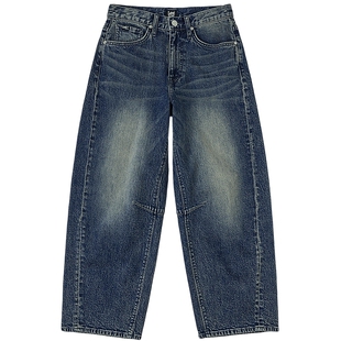 【张凌赫代言】Lee26春夏新品宽松Barrel弯刀牛仔裤深蓝男女同款