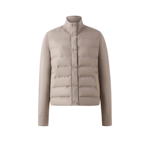 【90%鹅绒】PRICH时尚立领羊毛针织拼接排骨羽绒服冬季新款女