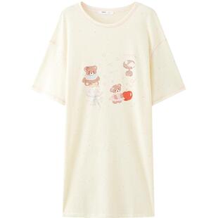 三福女夏季卡通印花圆领睡裙 趣味少女宽松裙子家居服517919