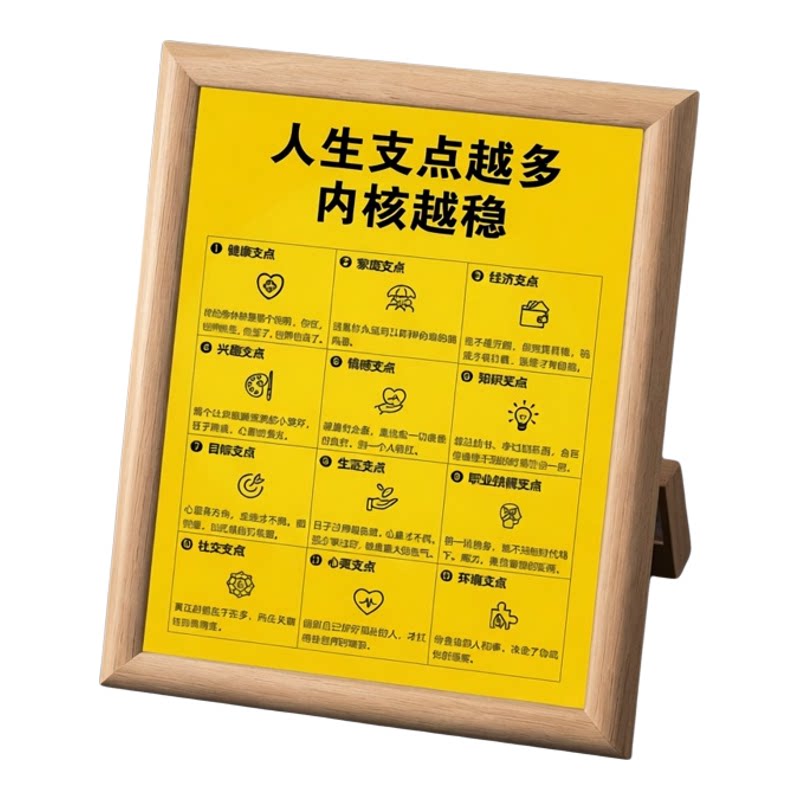 人生支点越多内核越稳木摆台相框
