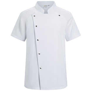 高端冰丝透气速干厨师服夏季学校食堂酒店西餐蛋糕烘焙工作服短袖