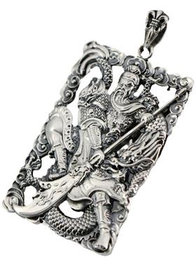 男纯银厂家吊坠证书复古关公饰品