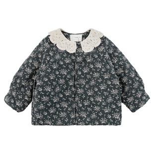 幼悠女童2025冬季新款复古碎花棉服蓬松保暖儿童棉袄厚实女孩外套