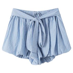 【清仓秒杀】夏韩系绝美裙子气质小众独特减龄小个子蓝色条纹短裙