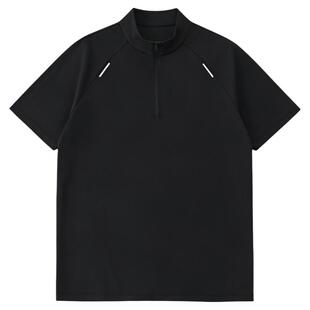 回力速干T男2026新款夏季半拉链冰丝短袖户外运动透气上衣健身服