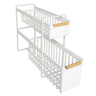 窄柜拉篮厨房下水槽置物架抽拉式双层橱柜内抽屉式分层收纳架窄款