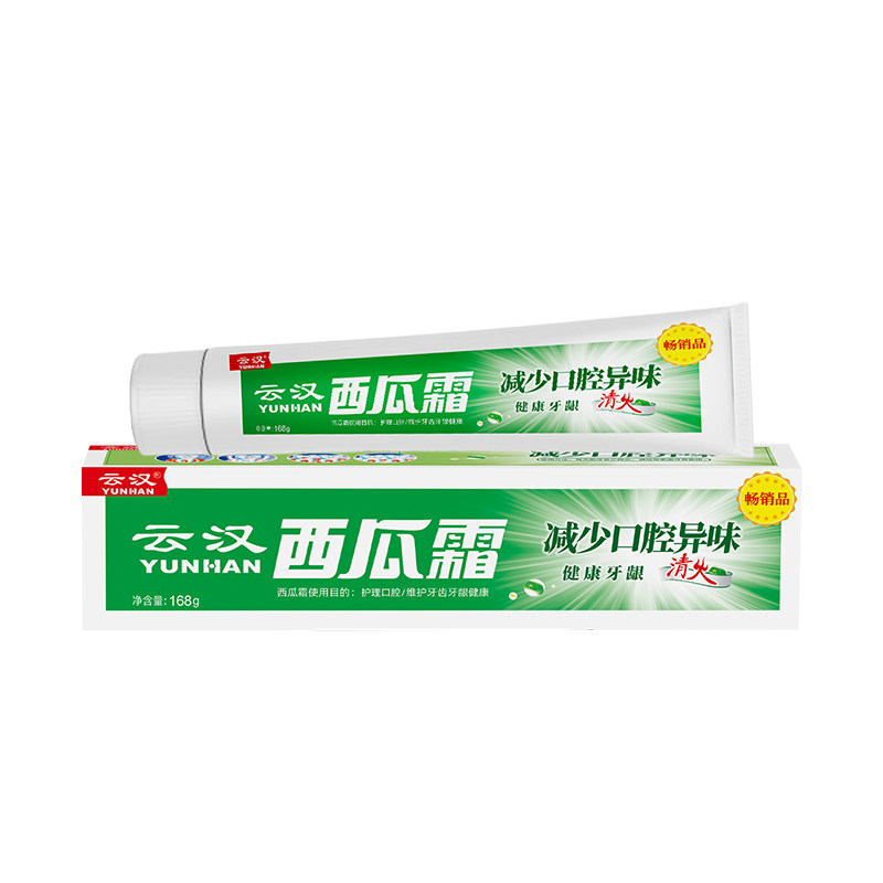 云汉西瓜霜精制牙膏清爽薄荷香型168g清新口气实惠家庭组合套装