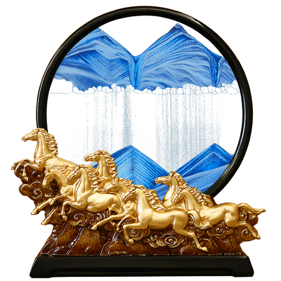 八骏马流沙画沙漏摆件创意礼物