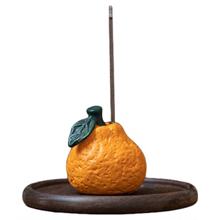 大吉大利橘子线香托盘香插底座香座香托点香座可爱香薰炉创意摆件