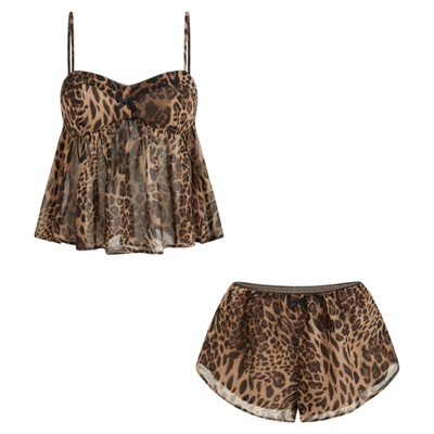 CIDER美式两件套豹纹蝴蝶结抹胸短裤家居服套装114678433