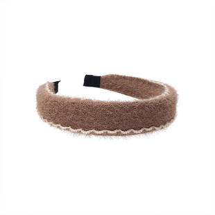 韩版气质毛绒高颅顶发箍高级感宽边高端发箍外出百搭复古头箍头饰