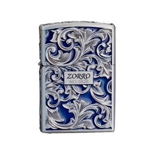 煤油打火机佐罗ZORRO正品男士盔甲创意深雕大唐草点蓝创意礼物