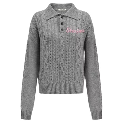 SHROENRO绞花绣花毛衫