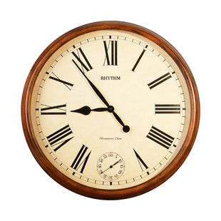 RHYTHM丽声日本静音实木大挂钟客厅家用2026新款创意挂表挂墙时钟
