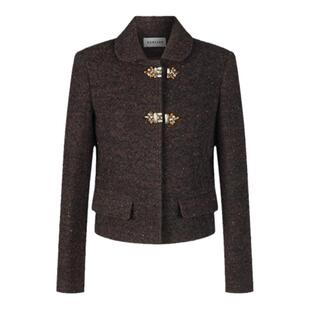 HERLIAN 秋季新品女士手工钉钻粗纺毛呢外套