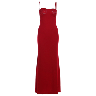 轻熟风纯欲蕾丝拼接吊带连衣裙女