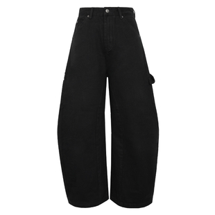 VERY FEWEST 重磅100%纯棉多口袋水洗牛仔裤设计感阔腿弯刀裤子