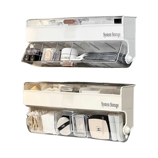 壁挂式收纳盒卫生间镜柜挂墙置物架浴室棉签盒洗漱台口红分隔整理