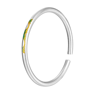 永兴银楼足银999银手镯女低温烧蓝山盟海誓纯银手镯古法开口镯子